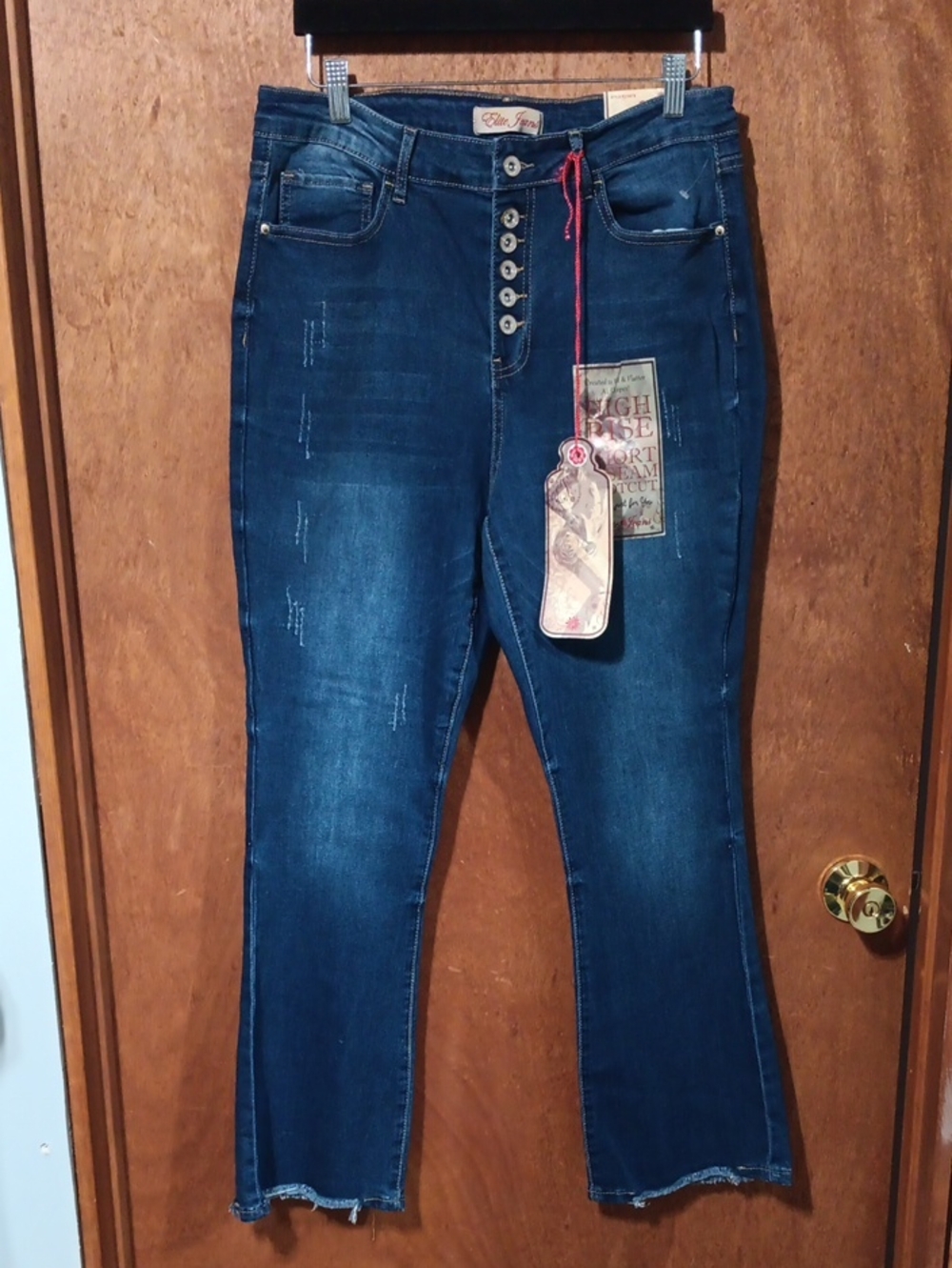 High-Rise Dark Blue Women’s Button-Fly Jeans by Elite Faye